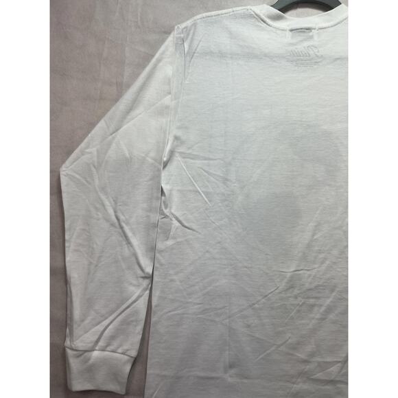 Melrose Place Shirt Men's Small White Long Sleeve Planet Earth Grid Graphic Tee - Picture 8 of 11